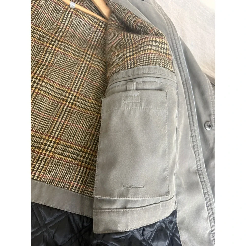 Michael Kors Mens XL Field Jacket Olive Brown Quilted Lined Packable Hood